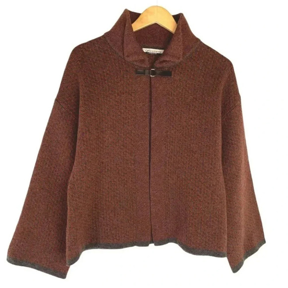 Chiaramenta S orange/brown wool blend Made in Italy cardigan - Picture 6 of 6